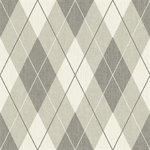 Beige, Blue & White Textured Argyle Wallpaper