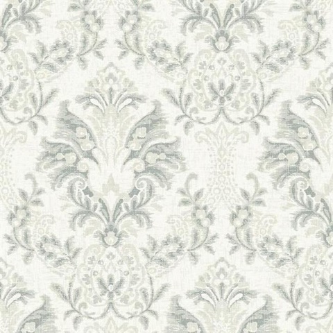 Beige Bold Borcade Damask Wallpaper