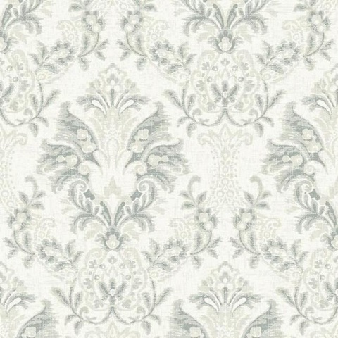 Beige Bold Borcade Damask Wallpaper