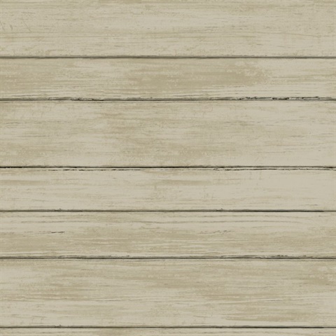 Beige Broad Side Faux Textured Wood Panel Wallpaper