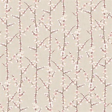 Beige Cherry Blossom Vertical Tree Wallpaper