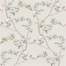 Beige Chinoiserie Floral Vine Wallpaper