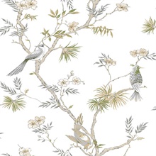 Beige Classic Bird & Branches Trail Wallpaper
