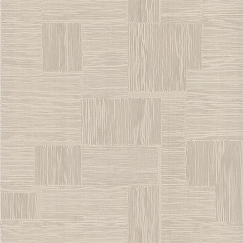 Beige Contour Textured Parquet Tile Line  Wallpaper