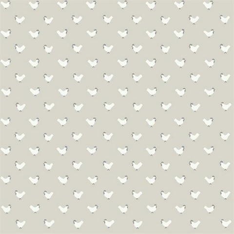 Beige Country Rooster Wallpaper
