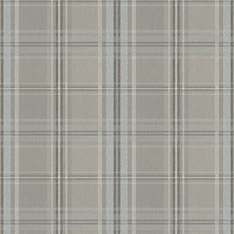 Beige, Cream, Grey & Taupe Textured Plaid Wallpaper