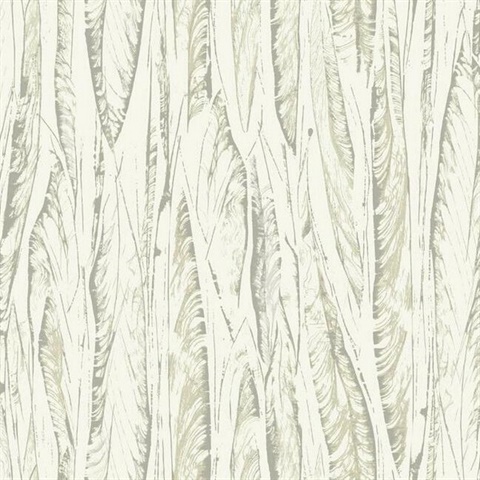 Beige & Cream Native Forest Tree Leaves Wallpaper