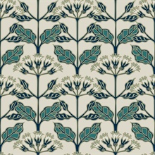 Beige & Dark Green Tracery Blooms Wallpaper