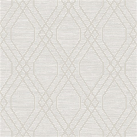 Beige Diamond Geo Metallic Trellis Wallpaper