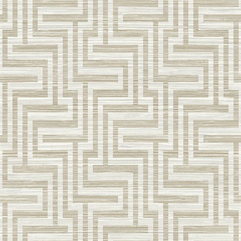 Beige Faux Grasscloth Geometric Grey Key Wallpaper