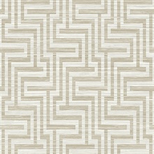 Beige Faux Grasscloth Geometric Grey Key Wallpaper
