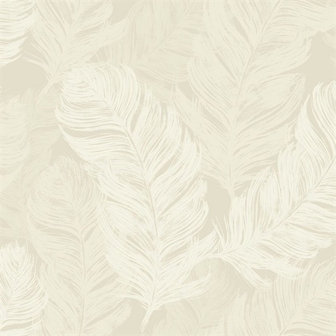 Beige Feathers Wallpaper