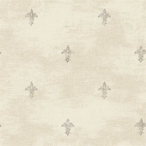 Beige Fleur De Lys Wallpaper