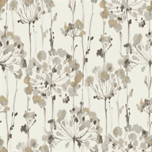 Beige Flourish Watercolor Ikat Floral Wallpaper