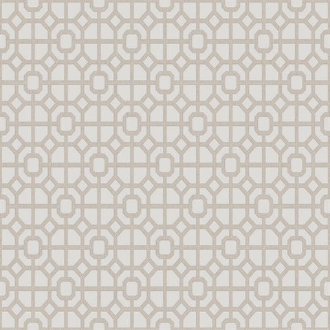 Beige Geometric Lattice Wallpaper