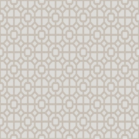 Beige Geometric Lattice Wallpaper