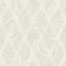 Beige Geometric Pearlescent Diagonal Diamonds Wallpaper