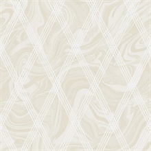 Beige Geometric Pearlescent Diagonal Diamonds Wallpaper