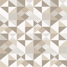 Beige Geometric Triangle, Square, & Dots Wallpaper