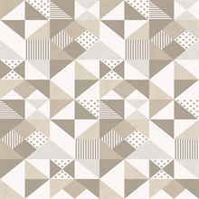 Beige Geometric Triangle, Square, & Dots Wallpaper