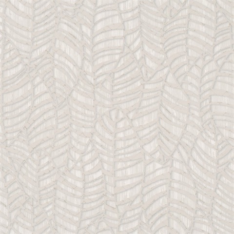 Beige Glitter Weathered Leaves Silhouette Wallpaper