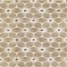 Beige &amp; Gold Everlasting Foil Floral Trellis Wallpaper