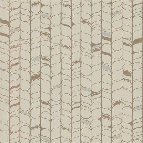 Beige & Gold Perfect Petals Metallic Foil Texture Stripe Wallpaper