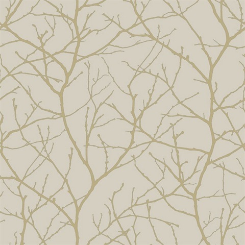 Beige & Gold Trees Silhouette Wallpaper