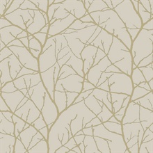 Beige &amp; Gold Trees Silhouette Wallpaper