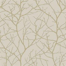 Beige & Gold Trees Silhouette Wallpaper