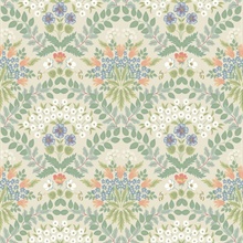 Beige &amp; Green Bramble Abtract Floral Leaf Wallpaper