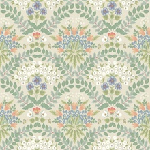 Beige & Green Bramble Abtract Floral Leaf Wallpaper