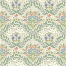 Beige & Green Bramble Abtract Floral Leaf Wallpaper