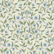 Beige & Green Jasmine Vine Leaf Wallpaper