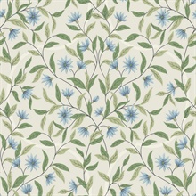 Beige &amp; Green Jasmine Vine Leaf Wallpaper