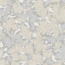 Beige &amp; Grey Acanthus Toss Wallpaper