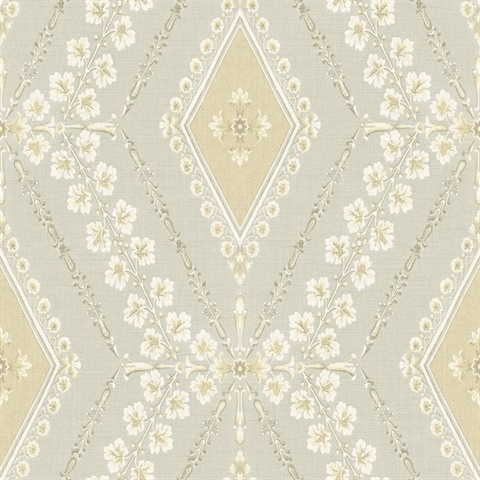 Beige & Grey Charleston Classical Trellis Wallpaper