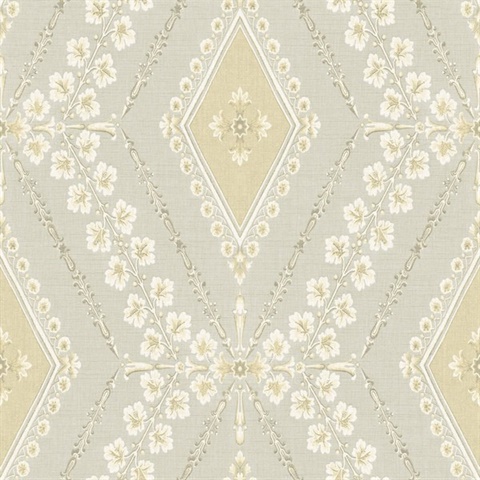 Beige & Grey Charleston Classical Trellis Wallpaper