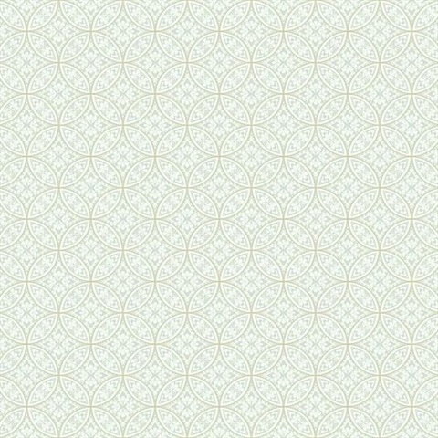 Beige, Grey & White Lacey Geometric Interlocking Circles Prepasted Wal