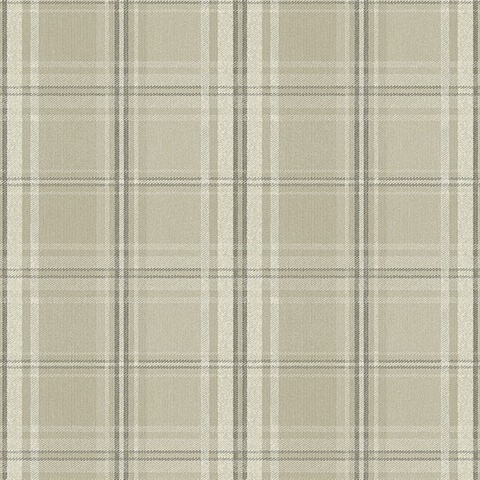 Beige, Grey & White Textured Plaid Wallpaper