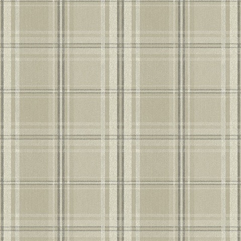 Beige, Grey & White Textured Plaid Wallpaper