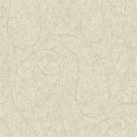 Beige Kashmir Dreams Indian Paisley Wallpaper