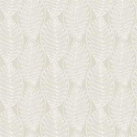 Beige Kira Ogee Leaf Husk Wallpaper