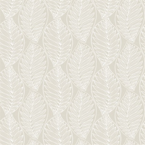 Beige Kira Ogee Leaf Husk Wallpaper