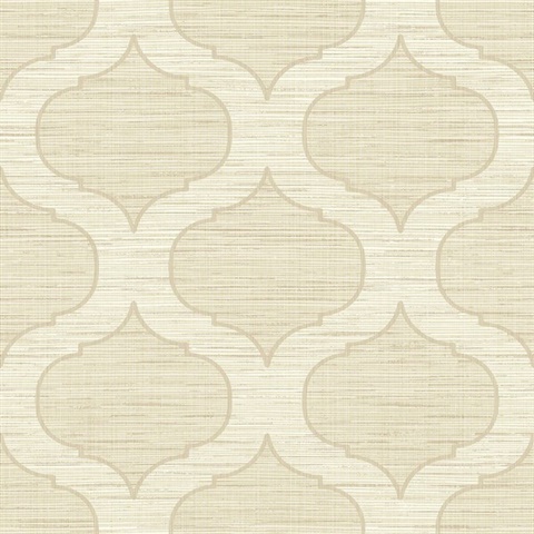 Beige Large Ogee On Textured Textile Strings Background Wallpaper