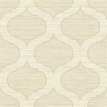 Beige Large Ogee On Textured Textile Strings Background Wallpaper