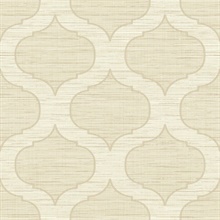 Beige Large Ogee On Textured Textile Strings Background Wallpaper