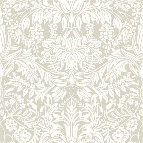 Beige Lockwood Damask Wallpaper