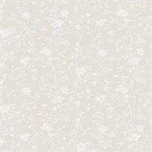 Beige Magnolia Floral Vine Wallpaper