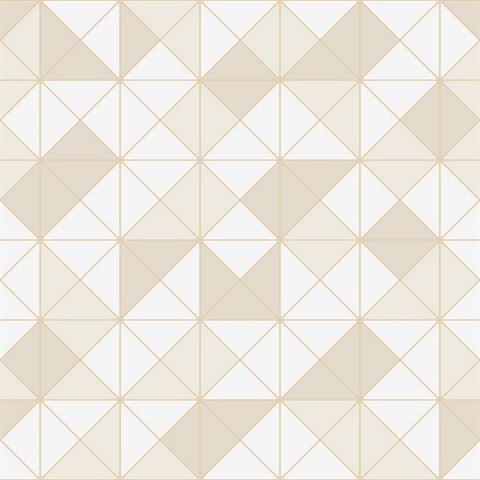 Beige Metallic Geo Triangle & Square Wallpaper